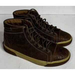 Durango Womens Music City High Top Sneakers Brown Embossed Leather Size 6.5